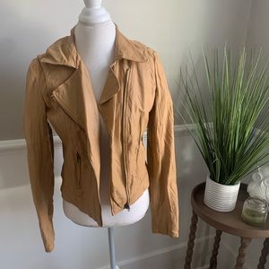 Guess L Faux Leather Moto Jacket - Caramel